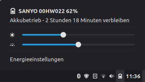 Batterie, Task-Leisten-Anzeige